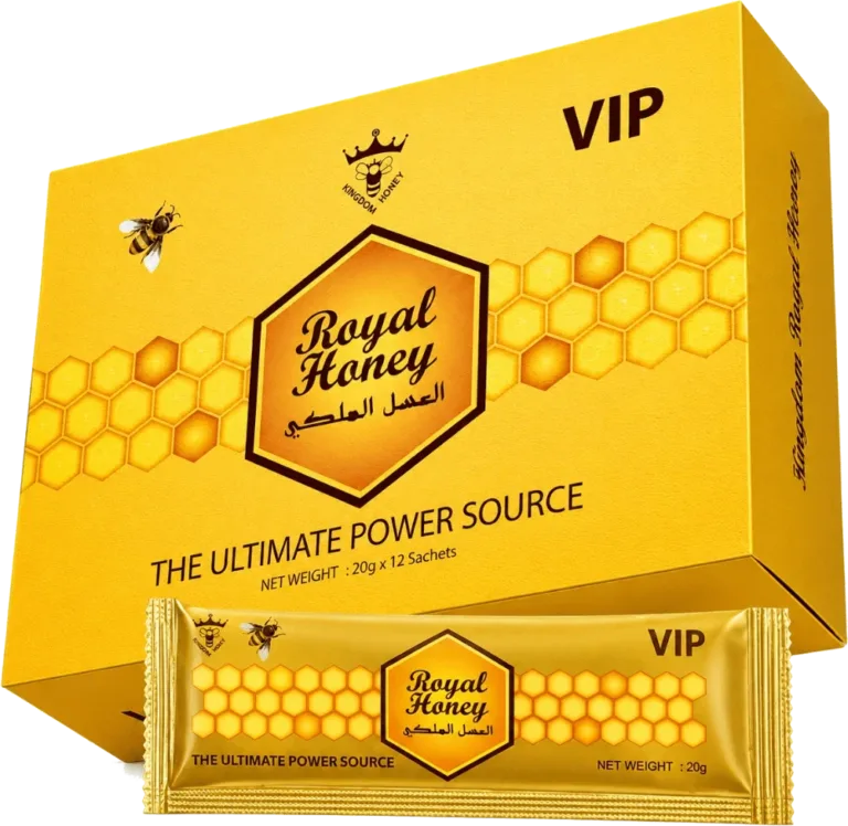 Royal Honey VIP 12 Pack box with a single honey sachet