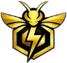 BuzzUp Energy Logo - Stylized golden bee and lightning bolt on a black background.